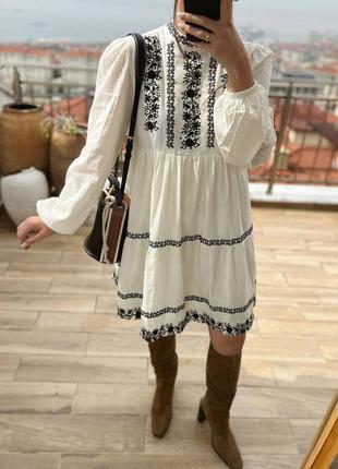Украинное платье вышиванка, украинское платье вышиванка, этно платье миди с вышивкой8 фото