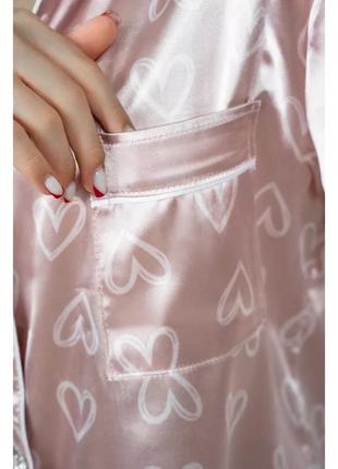 Пижамный комплект брючный с рубашкой пижама классическая пижама атласная 91067 фото