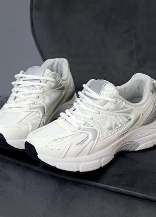 Белые текстильные миксовые дышащие женские кроссовки прогулочные и в спортзал 200363 фото