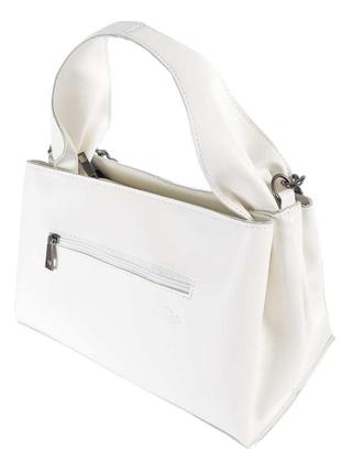 Женская сумка экокожа белая (беж, черный)2 фото