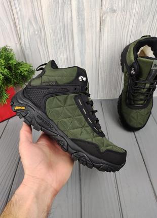 Черевики теплі merrell moab 3 mid green black (хутро)