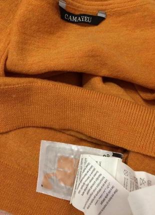Женский тонкий  укороченный пуловер из шерсти мериноса camaieu3 фото