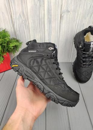 Черевики теплі merrell moab 3 mid black white (хутро)