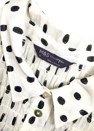 Рубашка женская белая в черный горох с короткими рукавами плиссе от бренда ms collection 164 фото