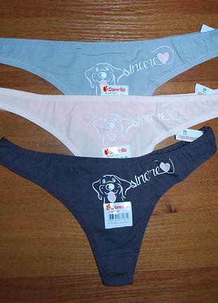 3 шт трусики стринги м донелла donella собачка