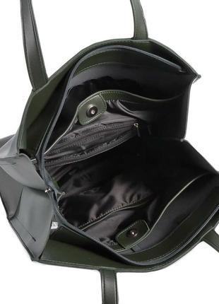 Женская сумка зеленая экокожа (коричневый, черный)4 фото