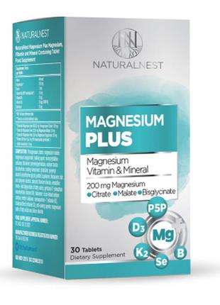 Дієтична добавка "магній плюс вітаміни та мінерали" naturalnest, 30 таблеток