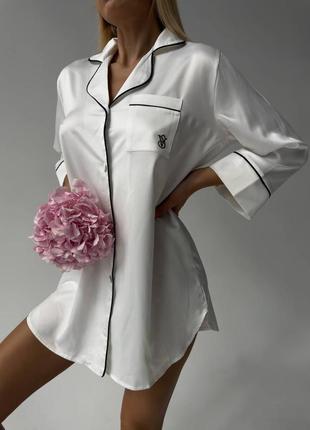 Брендова жіноча сорочка із натурального шовку сатин victoria's secret