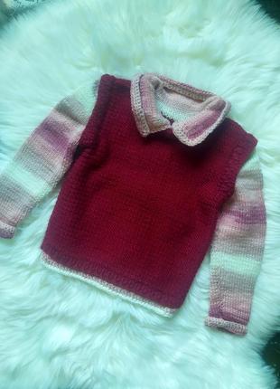 Стильний в'язаний светр для дівчинки,ручна робота