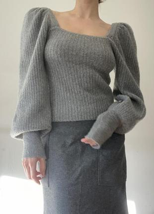 Свитер zara серый, свитер из шерсти в стиле cos, h&amp;m, y2k1 фото