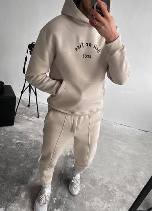 Спортивный костюм утепленный оверсайз черный