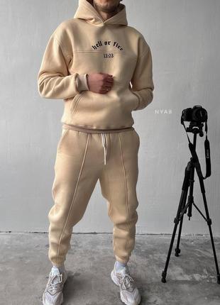 Спортивный костюм утепленный оверсайз черный