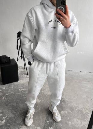 Спортивный костюм утепленный оверсайз черный