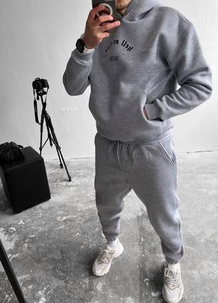 Спортивный костюм утепленный оверсайз черный