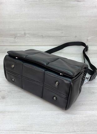 Женская сумка черная сумка через плечо сумка стеганая сумка кроссбоди через плечо5 фото