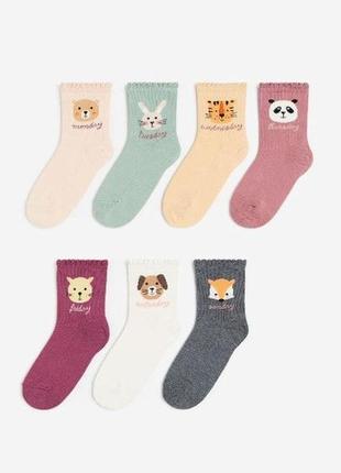 Набір шкарпеток для дівчинки 7пар сша шкарпетки шкарпетки носки h&m (сша)  тваринки
