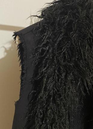 S-m жилетка-дублянка чорна безрукавка жіноча на хутрі зимова тепла8 фото