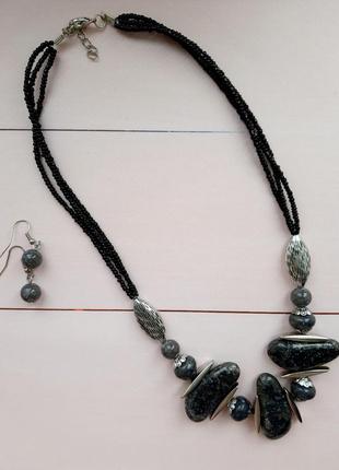 Набор украшений колье ожерелье цепочка с серьгами