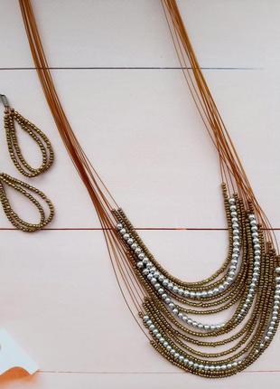 Ожерелье набор украшений колье цепочка с серьгами6 фото
