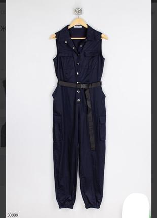 Стильний синій комбінезон з поясом штанами модний3 фото