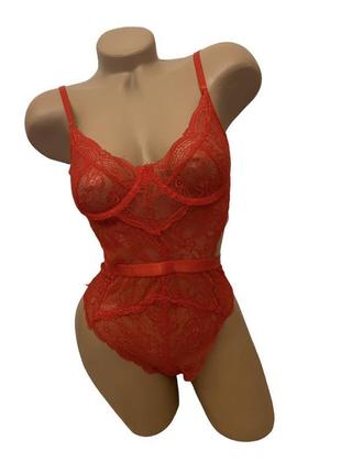 Боди красное кружево сетка на день влюбленных)