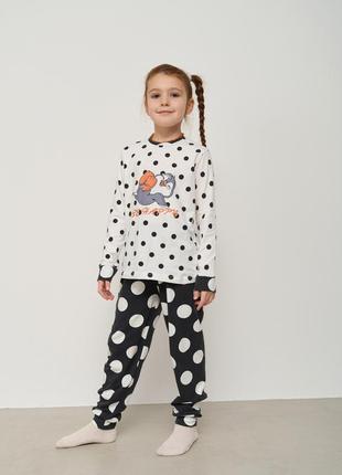 Пижама на девочку - пингвин - в горошек - family look мама/донька