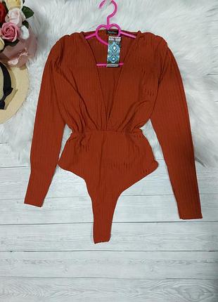 Боді батал в рубчик цегляного кольору 50 48 боді boohoo розпродаж