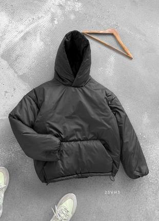 Куртка анорак утепленная черная3 фото