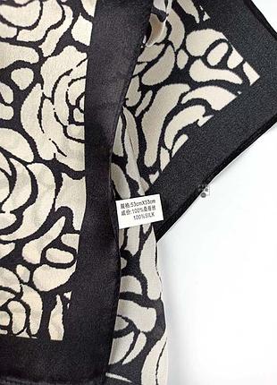 100% шелк чистый натуральный маленький шелковый платок 53*53 черный с розами новый