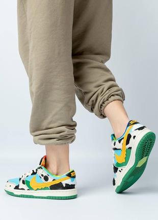 Женские кроссовки nike sb dunk low ben jerry’s chunky dunky / Найк данк / демисезонные / весенние, летние, осенние / кожа, текстиль / белые, черные