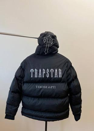 Мужская/ женская куртка пуховик trapstar трапстар зимняя теплая курточка черная4 фото