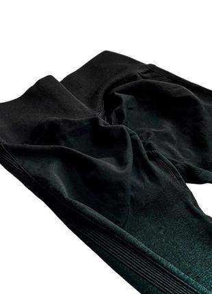 Лосины женские пуш ап с высокой талией xs buleiman черно-зеленый5 фото