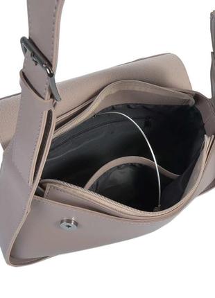 Жіноча сумка екошкіра димчата (беж, чорний)4 фото