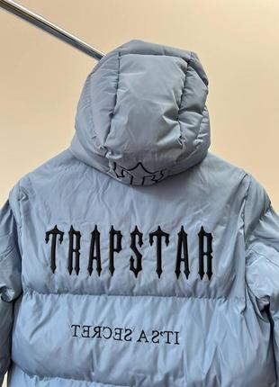 Мужская/ женская куртка пуховик trapstar трапстар зимняя теплая курточка голубая синяя5 фото
