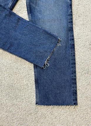 Синие прямые джинсы на высокой посадке sinsay палаццо5 фото