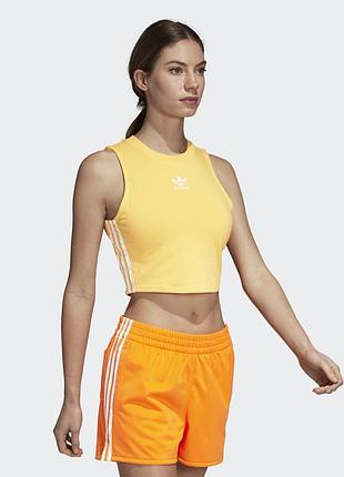 Жіноча майка adidas адідас жовта спортивна майка спортивний топ майка crop dh3169