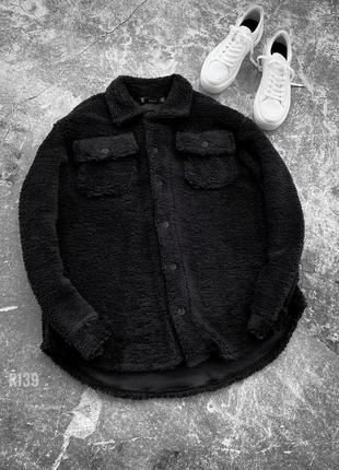 Рубашка оверсайз утепленная черная4 фото
