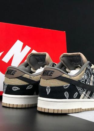 Жіночі кросівки nike sb dunk low travis scott стильні молодіжні чорні бежеві6 фото