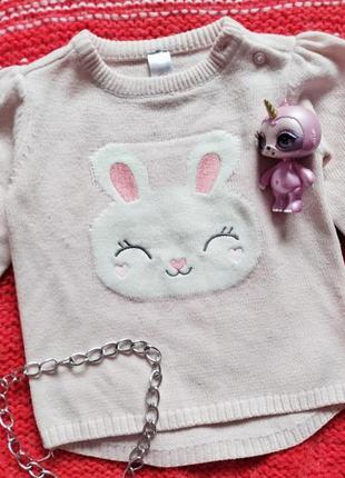 Детская кофта свитер с зайчиком baby club