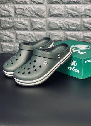 Мужские шлёпанцы crocs green army кроксы крокс 36-46