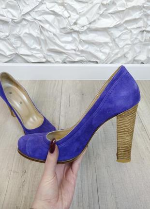 Женские замшевые туфли на каблуке pier lucci цвет индиго размер 391 фото