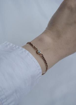Плетений браслет з камінчиком ювелірна сталь