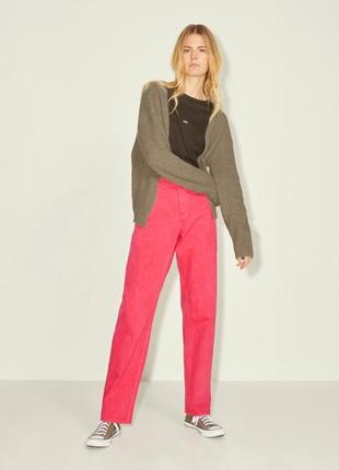 Качественные плотные розовые коттоновые джинсы mom high waist jjxx2 фото