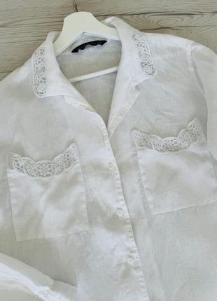 Блуза рубашка zara сорочка льон лляна3 фото