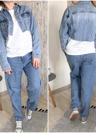 Укороченная джинсовая куртка topshop размер s/m