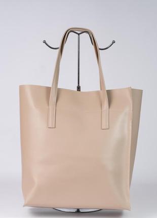 Жіноча сумка бежева сумка бежевий шопер бежевий шоппер сумка тоут3 фото