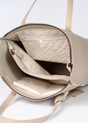 Жіноча сумка бежева сумка бежевий шопер бежевий шоппер сумка тоут4 фото