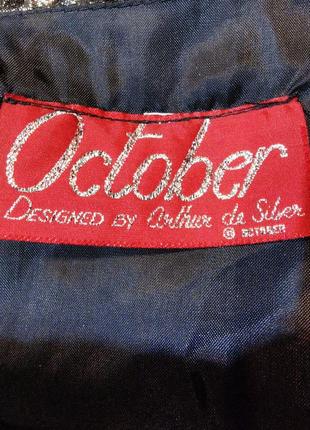 Винтажный дизайнерский жакет из вискозы пиджак блейзер укороченный с люрексом6 фото