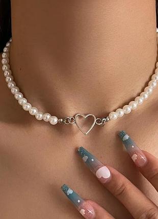 Чокер, кольє, буси, підвіска серце, новий!!!