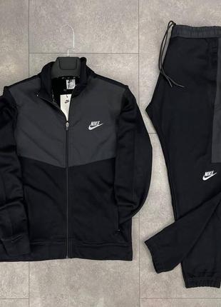 Спортивний костюм із замком nike чорний1 фото